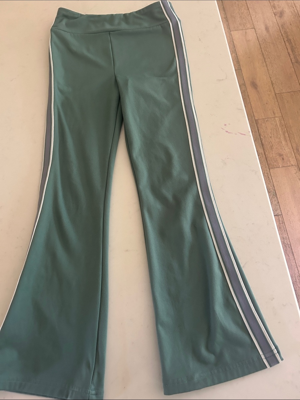 Carter's Sage Green Flared leggings with Side Stripes